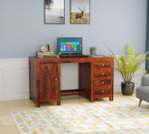 Woodwing Solid Sheesham Wood Study Table With 4 Drawers (Natural Finish)